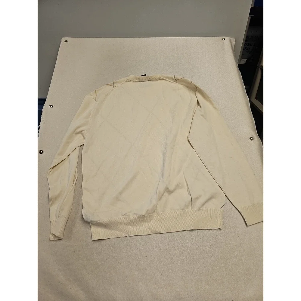 Murano‎ Mens Cream Argyle Cotton Silk Blend Crew Neck Sweater NWT Size L